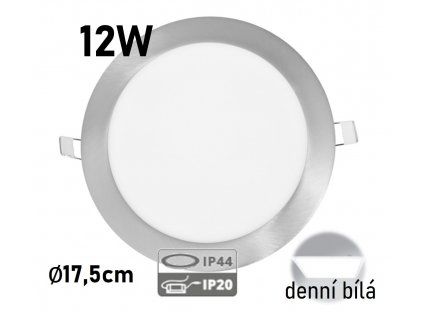 kulaty led panel vestavny chrom 12W ecolite