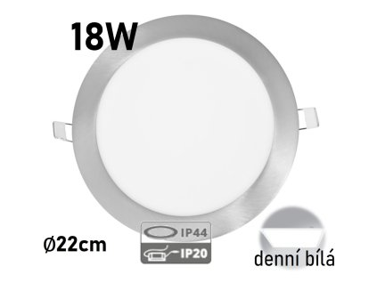 stribrny vestavny led panel 18W ip44 do koupelny ruhove led svitidlo ecolite