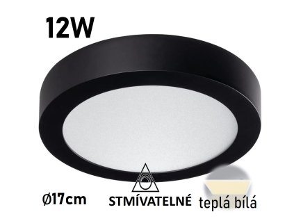 stmivatelny led panel cerny 12W prisazeny