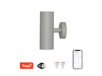 Immax NEO PARED double Smart šedé bodové nástěnné svítidlo venkovní 2xGU10 RGB,CCT,WiFi
